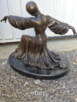 Sculpture en bronze Danseuse orientale signée Elis Art Déco