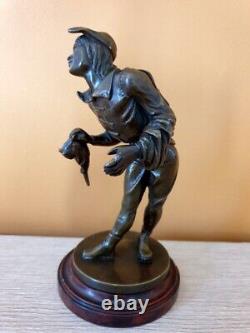 Sculpture en bronze Louis Alfred Barye Personnage de la Commedia dell' Arte fils