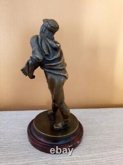 Sculpture en bronze Louis Alfred Barye Personnage de la Commedia dell' Arte fils