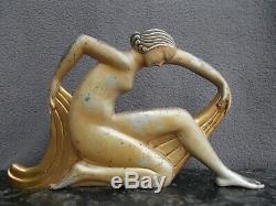 Sculpture en bronze art deco 1925 T. HORIO femme danseuse nue statue nude dancer