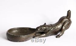 Sculpture en bronze art deco 1930 Chien Fox Signe Becquerel