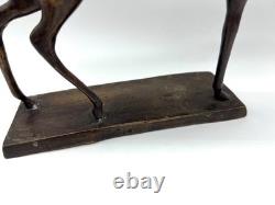 Sculpture en bronze cheval stylisé Art moderne brutalisme 24 cm patiné