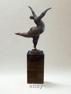 Sculpture en bronze d'après Milo Danseuse Art moderne Socle marbre 33cm