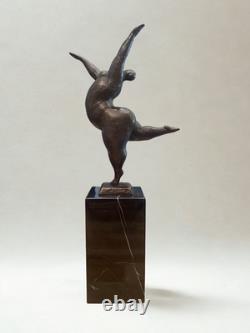 Sculpture en bronze d'après Milo Danseuse Art moderne Socle marbre 33cm