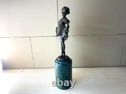 Sculpture en bronze d'une Ballerine coloré Art déco d'après Ferdinand Preiss