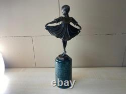 Sculpture en bronze d'une Ballerine coloré Art déco d'après Ferdinand Preiss