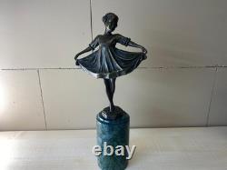 Sculpture en bronze d'une Ballerine coloré Art déco d'après Ferdinand Preiss