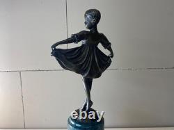 Sculpture en bronze d'une Ballerine coloré Art déco d'après Ferdinand Preiss