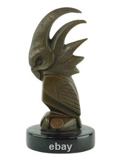 Sculpture en bronze mascott de voiture cacatoès Art déco d'après E. Bourcart