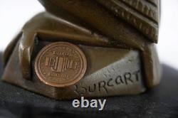 Sculpture en bronze mascott de voiture cacatoès Art déco d'après E. Bourcart