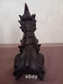 Sculpture en bronze massif Chien Fô asiatique / Lion gardien Art oriental