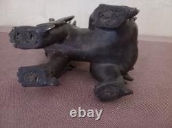 Sculpture en bronze massif Chien Fô asiatique / Lion gardien Art oriental