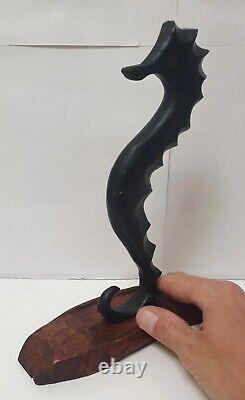 Sculpture hippocampe metal bois art populaire compagnonnage seahorse no bronze