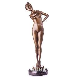 Sculpture nue femme en bronze Style Art Nouveau Antique Signée