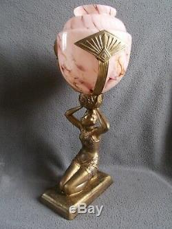 Sculpture porte vase 1930 art deco statue femme coul bronze era glass daum galle