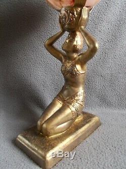 Sculpture porte vase 1930 art deco statue femme coul bronze era glass daum galle