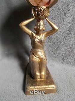 Sculpture porte vase 1930 art deco statue femme coul bronze era glass daum galle