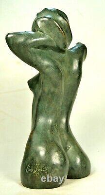Sculpture torse femme nue, figure moderne signée avec certificat, cadeau art