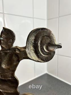 Sculpture/trophée d'art d'haltérophilie en bronze vintage fabriqué en Union