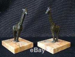 Serre Livres Girafes En Bronze Art Deco Signe Manin Sculpture