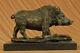 Signé Barye Sanglier Sauvage Pig Bronze Sculpture Figurine Art Déco Décor Maison