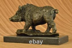 Signé Barye Sanglier Sauvage Pig Bronze Sculpture Figurine Art Déco Décor Maison