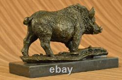 Signé Barye Sanglier Sauvage Pig Bronze Sculpture Figurine Art Déco Décor Maison
