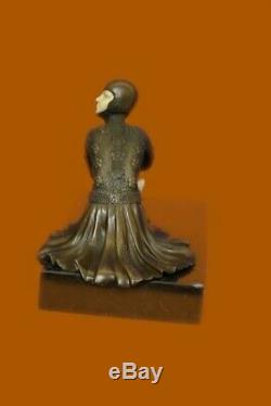 Signé Bronze Art Nouveau Déco Chiparus Statue Figurine Sculpture Figurine Solde