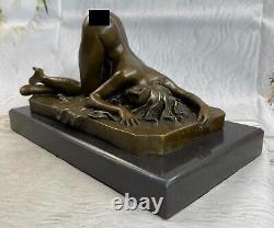 Signé Bronze Érotique Sculpture Art Déco Chair Figurine Statue Marbre Base