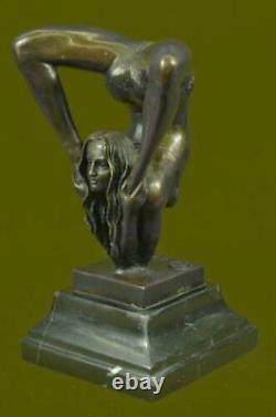 Signé Bronze Sculpture Art Déco Très Détaillé Chair Gymnaste Statue Figurine