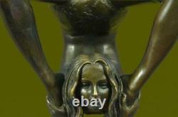 Signé Bronze Sculpture Art Déco Très Détaillé Chair Gymnaste Statue Figurine