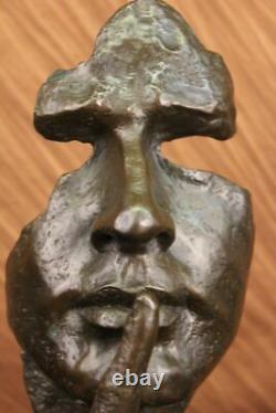 Signé Salvador Dali Abstrait Homme Hush Dessus Bronze Sculpture Moderne Art Cire