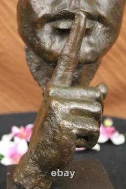 Signé Salvador Dali Abstrait Homme Hush Dessus Bronze Sculpture Moderne Art Cire