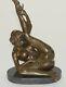 Signé Unique Bronze Sculpture Érotique Sexy Nude Femme Forme Art Statue Figurine