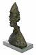 Signée Abstrait Homme Buste Art Déco Marbre Sculpture Grand Tête Bronze Figurine