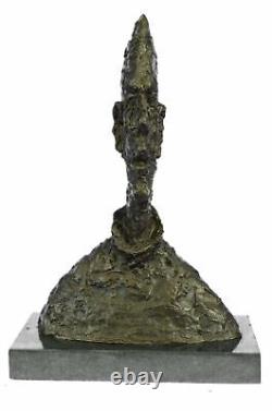 Signée Abstrait Homme Buste Art Déco Marbre Sculpture Grand Tête Bronze Figurine