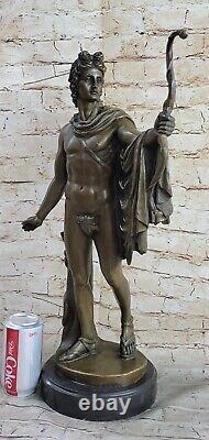 Signée Apollo Bronze Sculpture Statue Figurine Marbre Chair Figurine Art