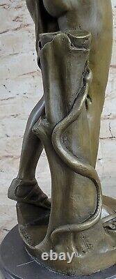 Signée Apollo Bronze Sculpture Statue Figurine Marbre Chair Figurine Art