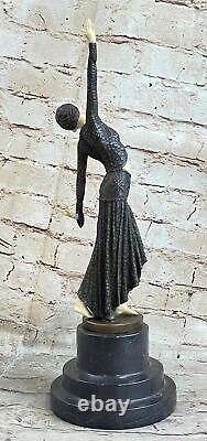 Signée Art Déco Chiparus Ventre Danseuse Bronze Marbre Sculpture Statue De