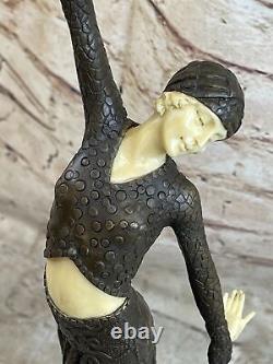 Signée Art Déco Chiparus Ventre Danseuse Bronze Marbre Sculpture Statue De