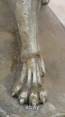 Signée Barye Africain Mâle Roi Lion De Jungle au Repos Bronze Sculpture Art Déco