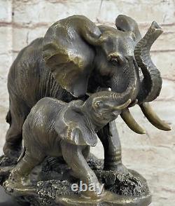 Signée Barye Art Déco Éléphant Bronze Sculpture Cubism Vie Sauvage Statue Grand