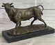 Signée Barye Mâle Bull Bronze Sculpture Figurine Art Déco Animal Statue Figurine