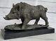 Signée Barye Sanglier Sauvage Cochon Bronze Sculpture Figurine Art Déco Affaire