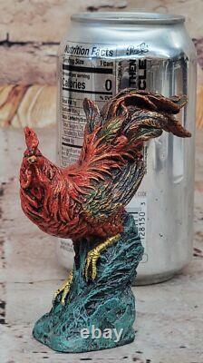 Signée Bergman Ferme Grange Coq Oiseau Bronze Main Fabriqué Sculpture Statue Art