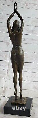 Signée Bronze Style Art Nouveau Deco Chiparus Statue Figurine Sculpture Figurine