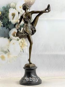 Signée Bruno Zach Haut Kick Danseuse Bronze Statue Sculpture Art Nouveau