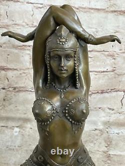 Signée Chiparus Ouvre Yoga Entraînement de Salle Sport Bronze Art Déco Sculpture