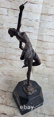 Signée Chiparus Véritable Bronze Art Gymnaste Sculpture 19 Grand Figurine