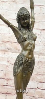 Signée D. H! 100% Véritable Bronze Statue Art Déco Danseuse Bronze Sculpture
